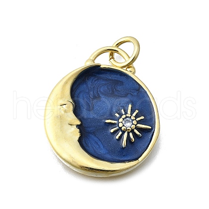 Brass Micro Pave Cubic Zirconia Pendants X-KK-V010-06G-01-1
