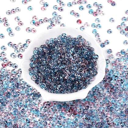 Spray Painted Transparent Glass Seed Beads SEED-T007-05F-1