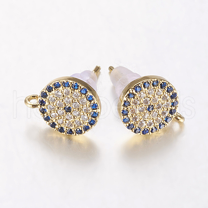 Brass Micro Pave Cubic Zirconia Stud Earring Findings ZIRC-E132-13B-G-1
