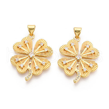 Brass Micro Pave Cubic Zirconia Pendants KK-M300-27G-01-1