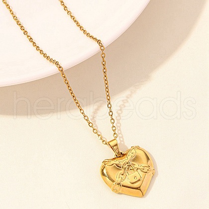 Love Heart Stainless Steel Pandant Necklace PW-WG59510-01-1