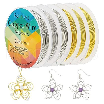 Fingerinspire 6 Rolls 6 Style Round Copper Jewelry Wire CWIR-FG0001-01A-1