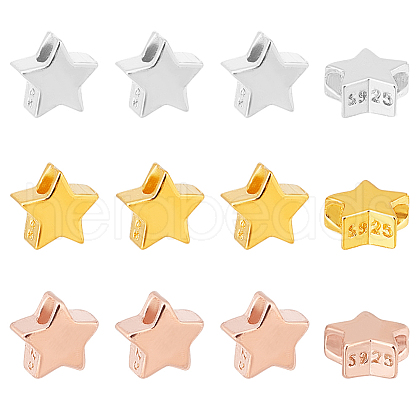   12Pcs 3 Colors 925 Sterling Silver Beads STER-PH0002-09-1