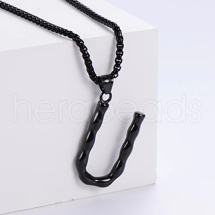 Stylish Stainless Steel Initial Pendant Necklaces SR1473-21-1