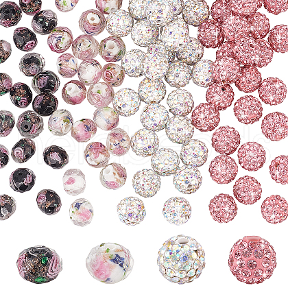   DIY Polymer Clay Rhinestone & Gold Sand Lampwork Beads Making Findings Beads Kits RB-PH0001-59-1