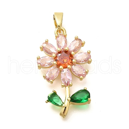 Rack Plating Brass Micro Pave Cubic Zirconia Pendants KK-M309-30G-01-1