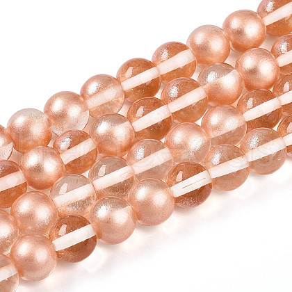 Baking Painted Transparent Glass Beads Strands DGLA-N011-10mm-04-1