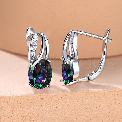 Brass Cubic Zirconia Stud Earrings WG92DFF-05-1
