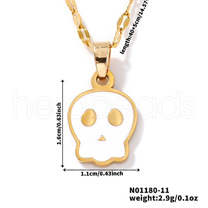 Cute Halloween Stainless Steel Skull Pendant Necklaces for Unisex RT1266-1