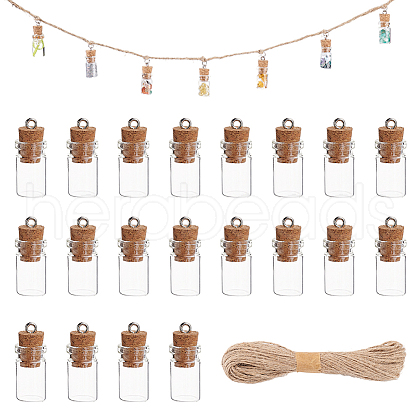 Glass Wishing Bottle Pendant Decorations PALLOY-PH01711-1