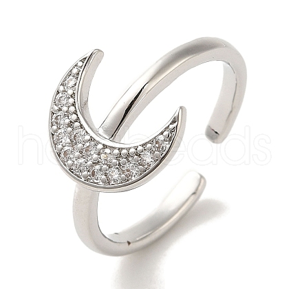 Rack Plating Brass Micro Pave Cubic Zirconia Cuff Rings RJEW-H228-09P-1