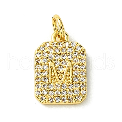 Rack Plating Brass Micro Pave Clear Cubic Zirconia Charms KK-G501-01M-G-1