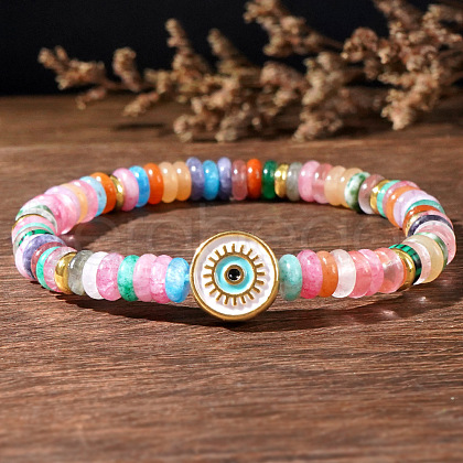 Bohemian Style Natural Yellow Agate & Aquamarine Green Onyx Agate & Amethyst & Lapis Lazuli & Carnelian Beads Stretch Braclets UV9826-1