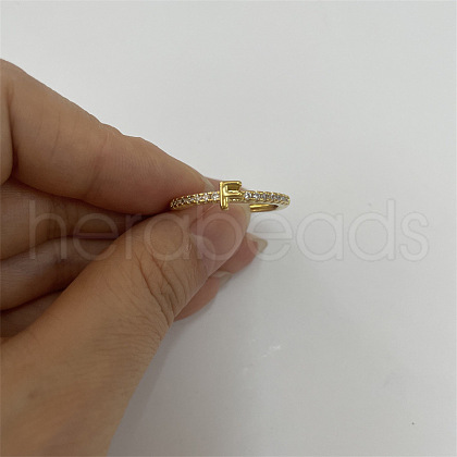 Brass Micro Pave Clear Cubic Zirconia Finger Rings FS-WGE303B-32-1