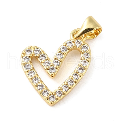 Rack Plating Brass Micro Pave Clear Cubic Zirconia Pendants KK-Q784-24G-1