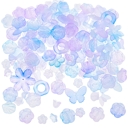 10Sets 200G Transparent Acrylic Frosted Beads FACR-HS0001-02D-1
