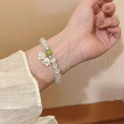 Cat Eye Round Beaded Stretch Bracelets WG66F0A-05-1
