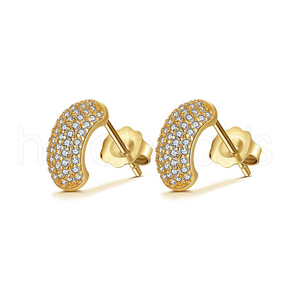 Arch 925 Sterling Silver Cubic Zirconia Stud Earrings for Women EJEW-P231-37G-1