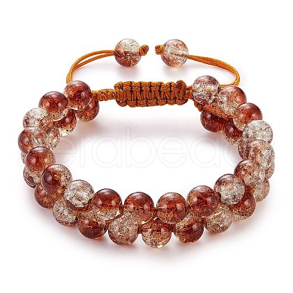 Sparkling Round Glass Braided Bead Bracelet BJEW-SW00082-09-1