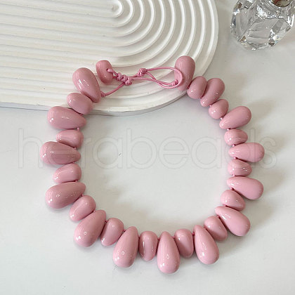 Resin Teardrop Beaded Necklaces for Women FS-WG19753-04-1