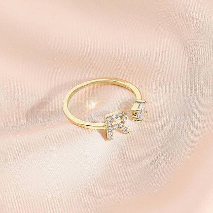 Fashionable Brass Cubic Zirconia Cuff Rings FS-WG4936F-02-1