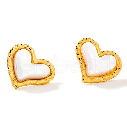 Chic Vintage Heart-Shaped Stainless Steel & Imitation Pearl Stud Earrings for Women AS5519-1