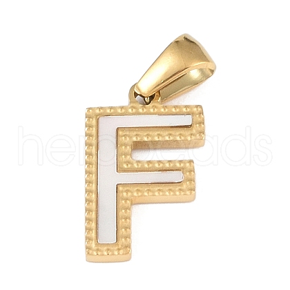Natural White Shell Alphabet Pendants STAS-M338-02G-F-1