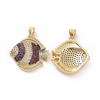 Brass Micro Pave Clear Cubic Zirconia Pendants ZIRC-F135-04G-02-1