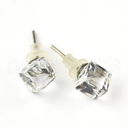 Shiny Glass Rhinestone Stud Earrings EJEW-F0039-05-1