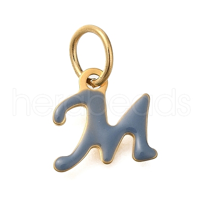 Ion Plating(IP) 304 Stainless Steel Enamel Alphabet Charms STAS-F308-02G-M-1