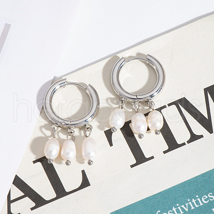 Fashionable Stainless Steel Rice Chandelier Earrings HF3347-2-1