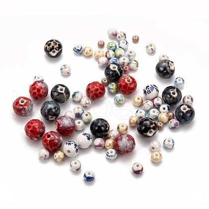 Handmade Printed Porcelain Beads PORC-MSMC0003-04-1