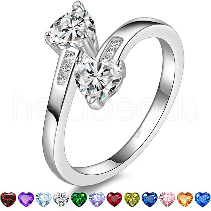 Heart 304 Stainless Steel with Cubic Zirconia Cuff Rings FS-WG2909F-11-1