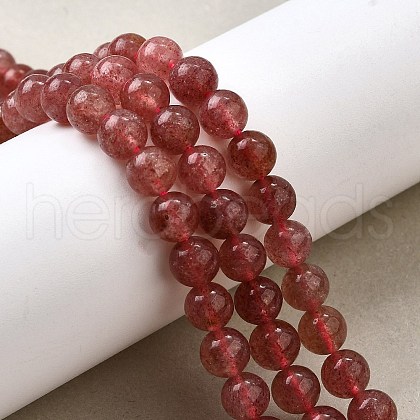 Natural Strawberry Quartz Beads Strands G-L621-B09-6mm-1
