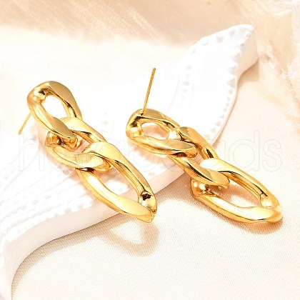 PVD Vacuum Plating 304 Stainless Steel Stud Earrings EJEW-D095-23G-1