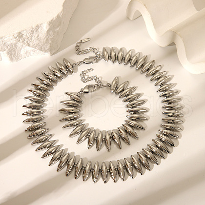 Stainless Steel Chain Bracelets & Necklaces Sets for Women UD3084-1-1