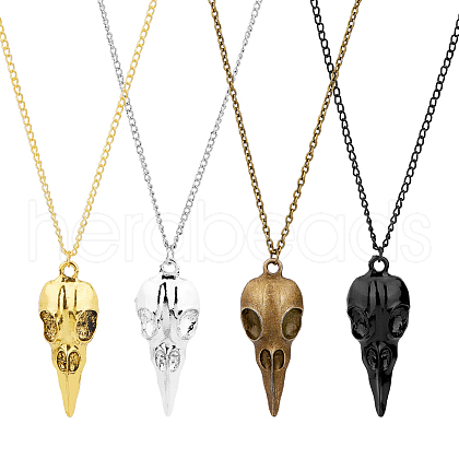 FIBLOOM 4Pcs 4 Colors Alloy Pendant Necklaces Set NJEW-FI0001-53-1