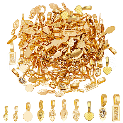   200Pcs 10 Styles Alloy Glue-on Flat Pad Bails FIND-PH0020-15-1