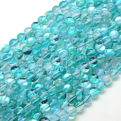 Synthetic Moonstone Beads Strands G-F143-6mm-07-1