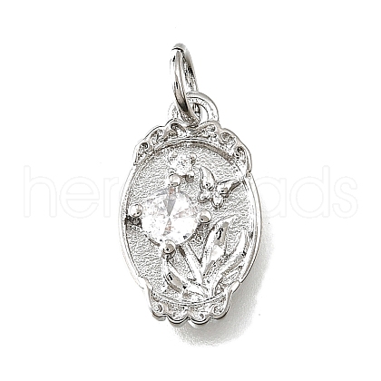 Brass Micro Pave Cubic Zirconia Pendants KK-V007-009P-02-1