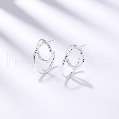 Minimalist S925 Sterling Silver C-Shaped Stud Earrings OO7633-1