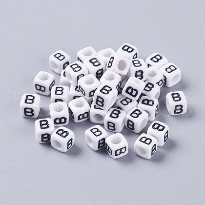 Acrylic Horizontal Hole Letter Beads PL37C9308-B-1