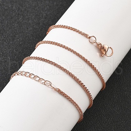 Brass Wheat Chains Necklaces for Women NJEW-D302-24RG-1