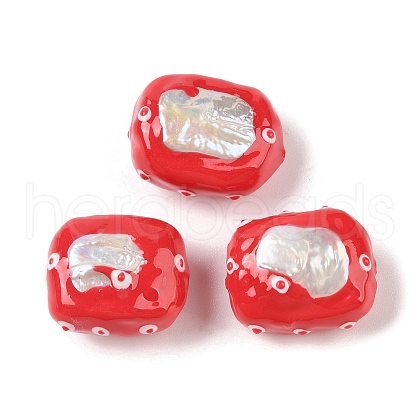 Natural Cultured Freshwater Pearl Enamel Beads PEAR-G014-01-1