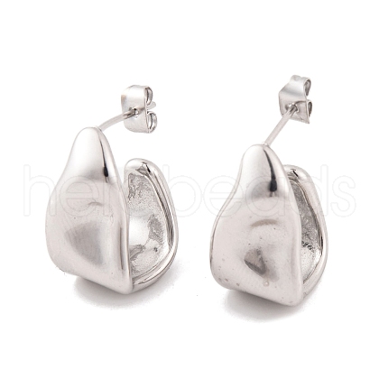 Non-Tarnish Wave Geometric 304 Stainless Steel Stud Earrings for Women EJEW-E311-01P-1