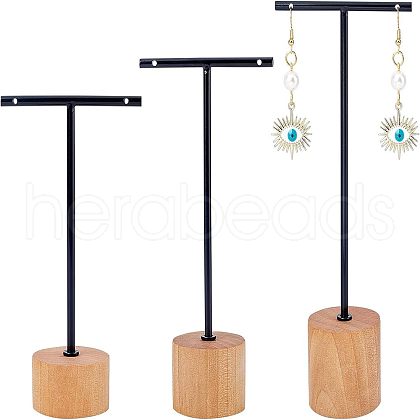 T Bar Iron & Wood Earring Displays Sets EDIS-WH0016-02-1