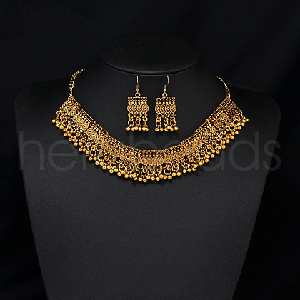 Indian Style Alloy Pendant Necklace & Dangle Earring FS-WG14192-05-1