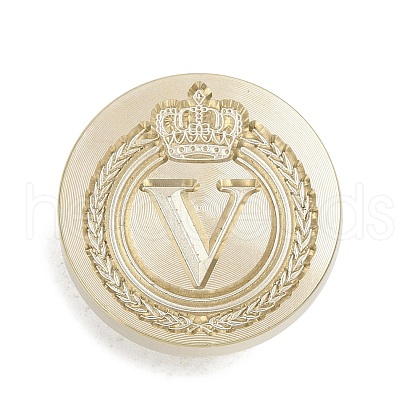 Golden Tone Crown Initial Wax Seal Brass Stamp Heads AJEW-A065-01V-1