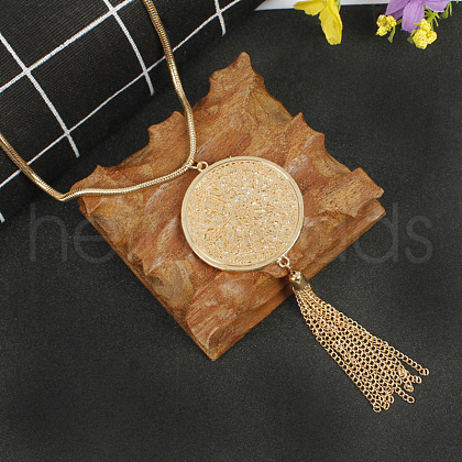 Alloy Disc Pendant Tassel Necklaces FS-WGC2B9A-01-1