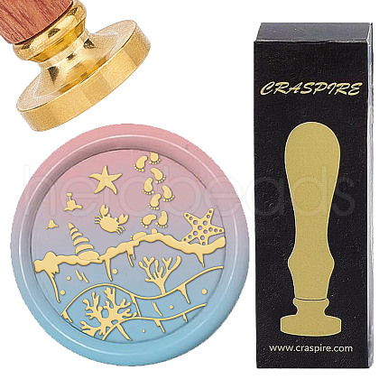 Brass Wax Seal Stamps with Wood Handle AJEW-WH0412-0223-1